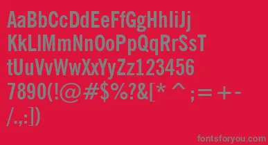 NewsGothicBoldCondensedBt font – Gray Fonts On Red Background