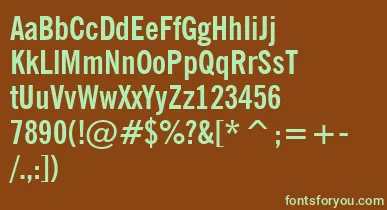 NewsGothicBoldCondensedBt font – Green Fonts On Brown Background