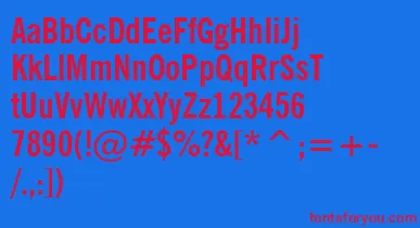 NewsGothicBoldCondensedBt font – Red Fonts On Blue Background