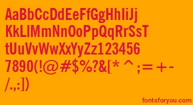 NewsGothicBoldCondensedBt font – Red Fonts On Orange Background