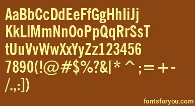 NewsGothicBoldCondensedBt font – Yellow Fonts On Brown Background