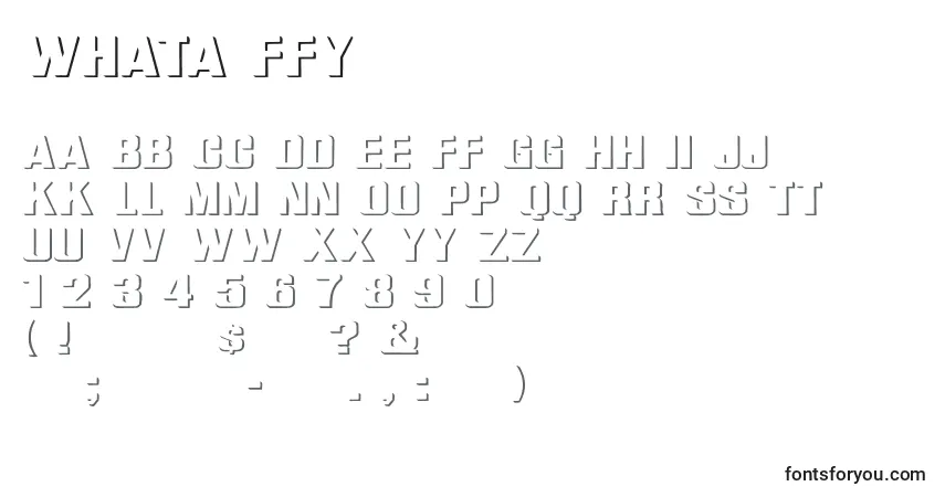 A fonte Whata ffy – alfabeto, números, caracteres especiais