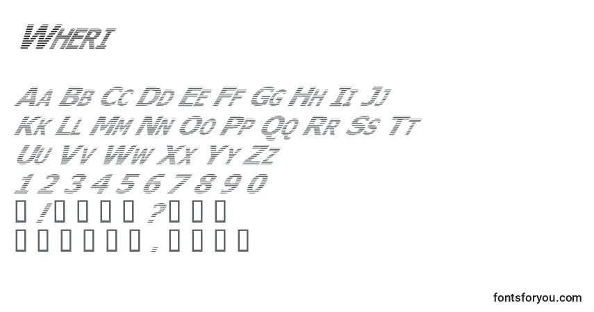 Schriftart Wheri – Alphabet, Zahlen, spezielle Symbole