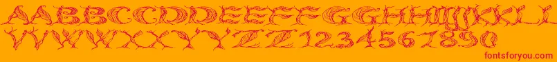 CftreeoflifeWide-Schriftart – Rote Schriften auf orangefarbenem Hintergrund