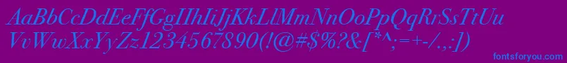 BodoniSeventytwoItcBookItalic Font – Blue Fonts on Purple Background