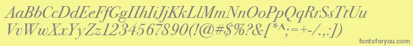 BodoniSeventytwoItcBookItalic Font – Gray Fonts on Yellow Background