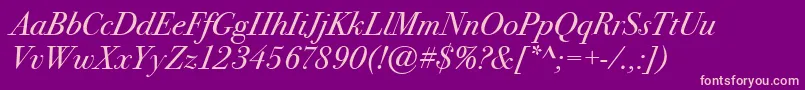 BodoniSeventytwoItcBookItalic Font – Pink Fonts on Purple Background