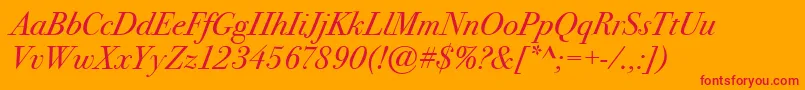 BodoniSeventytwoItcBookItalic Font – Red Fonts on Orange Background