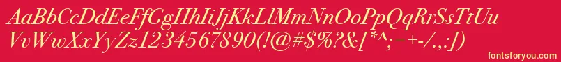 BodoniSeventytwoItcBookItalic Font – Yellow Fonts on Red Background