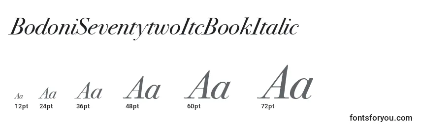 Größen der Schriftart BodoniSeventytwoItcBookItalic