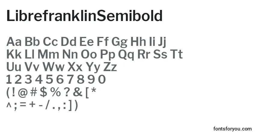 A fonte LibrefranklinSemibold – alfabeto, números, caracteres especiais