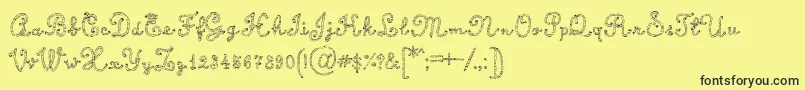 フォントCalligraphyRope – 黒い文字の黄色い背景