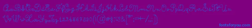 CalligraphyRope-fontti – siniset fontit violetilla taustalla