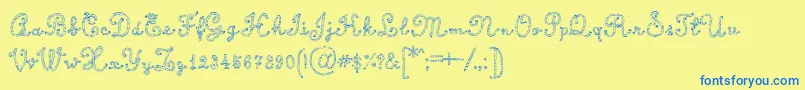 CalligraphyRope Font – Blue Fonts on Yellow Background