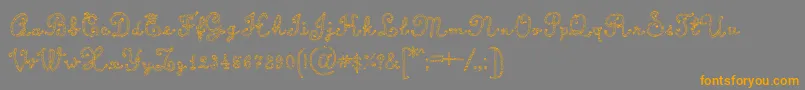 フォントCalligraphyRope – オレンジの文字は灰色の背景にあります。