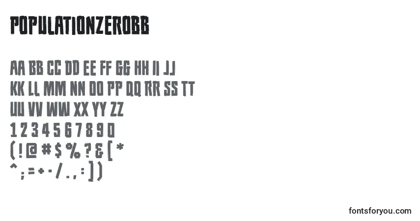 Czcionka Populationzerobb – alfabet, cyfry, specjalne znaki