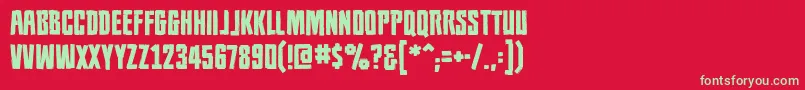 フォントPopulationzerobb – 赤い背景に緑の文字