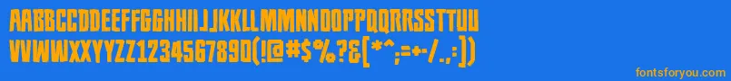 フォントPopulationzerobb – オレンジ色の文字が青い背景にあります。