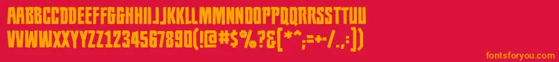 フォントPopulationzerobb – 赤い背景にオレンジの文字