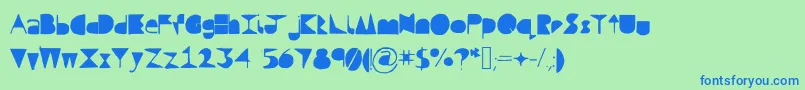 フォントQuestramodern – 青い文字は緑の背景です。