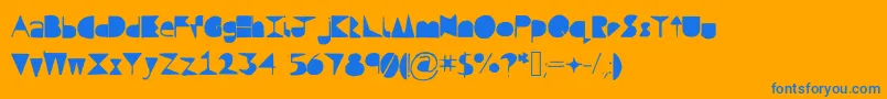 Questramodern-Schriftart – Blaue Schriften auf orangefarbenem Hintergrund