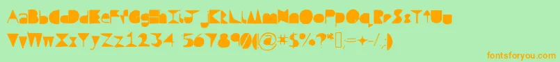 Fonte Questramodern – fontes laranjas em um fundo verde
