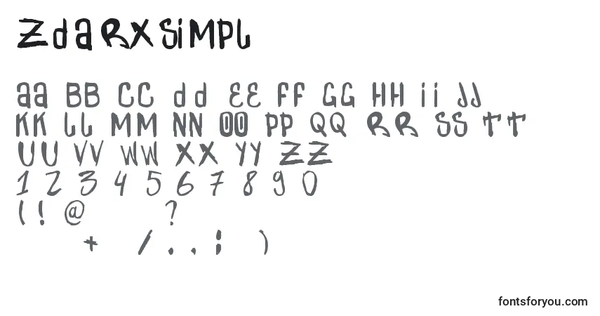 Schriftart ZdarxSimpl – Alphabet, Zahlen, spezielle Symbole