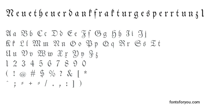 Schriftart Neuetheuerdankfrakturgesperrtunz1a – Alphabet, Zahlen, spezielle Symbole