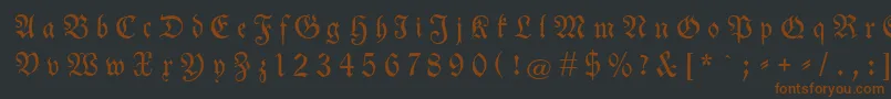 Czcionka Neuetheuerdankfrakturgesperrtunz1a – brązowe czcionki na czarnym tle