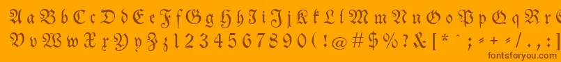Neuetheuerdankfrakturgesperrtunz1a-Schriftart – Braune Schriften auf orangefarbenem Hintergrund