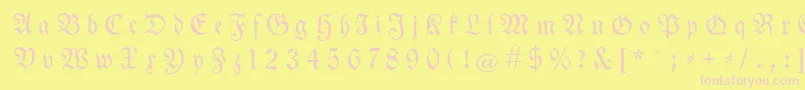 Neuetheuerdankfrakturgesperrtunz1a-fontti – vaaleanpunaiset fontit keltaisella taustalla