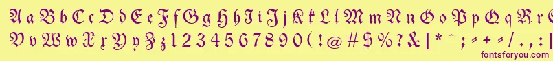 Neuetheuerdankfrakturgesperrtunz1a Font – Purple Fonts on Yellow Background