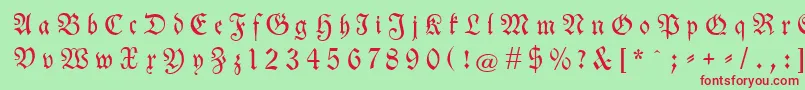 Neuetheuerdankfrakturgesperrtunz1a Font – Red Fonts on Green Background