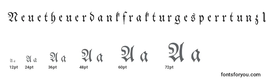 Размеры шрифта Neuetheuerdankfrakturgesperrtunz1a