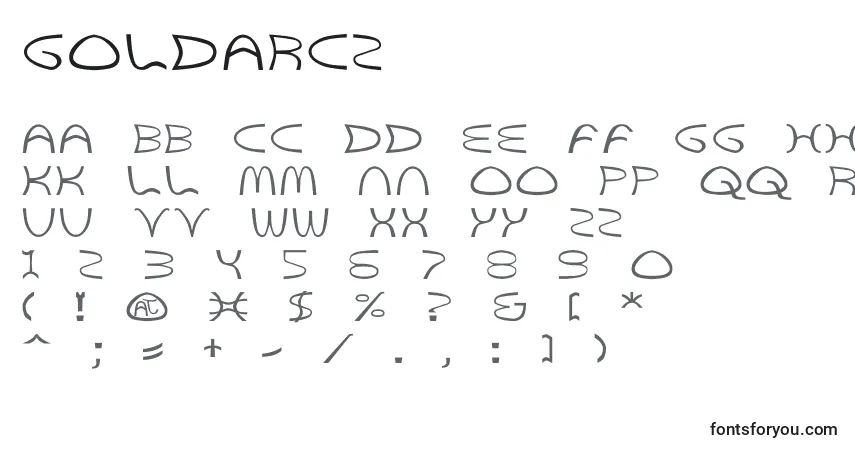 Czcionka Goldarc2 – alfabet, cyfry, specjalne znaki