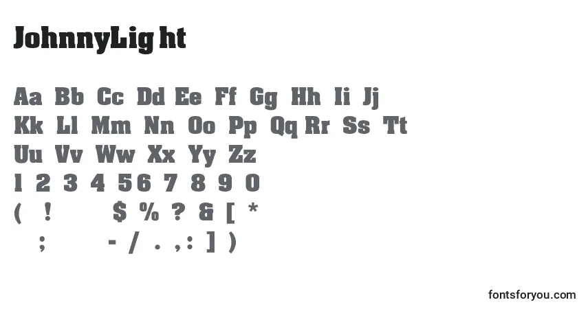 Schriftart JohnnyLight – Alphabet, Zahlen, spezielle Symbole