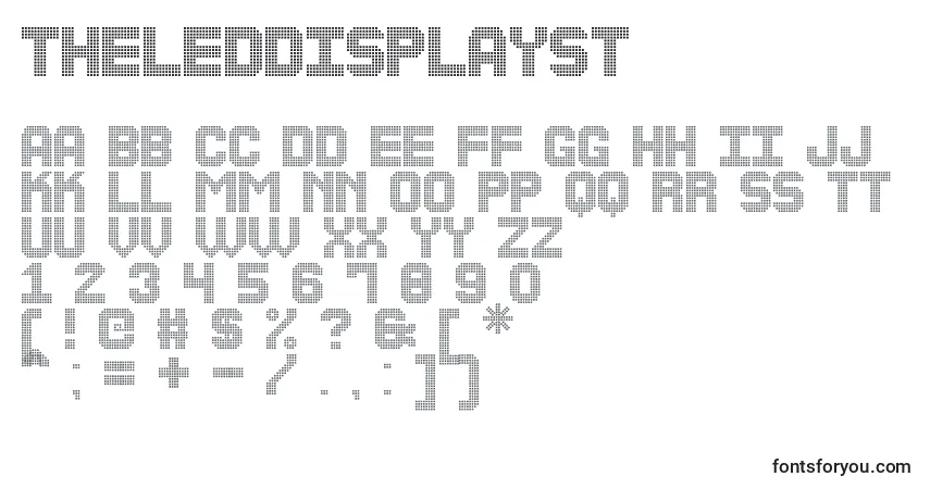 A fonte TheLedDisplaySt – alfabeto, números, caracteres especiais
