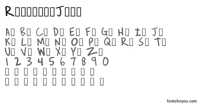 Schriftart ReverendJosh – Alphabet, Zahlen, spezielle Symbole