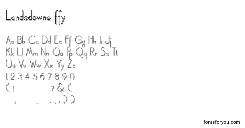 Czcionka Landsdowne ffy – alfabet, cyfry, specjalne znaki