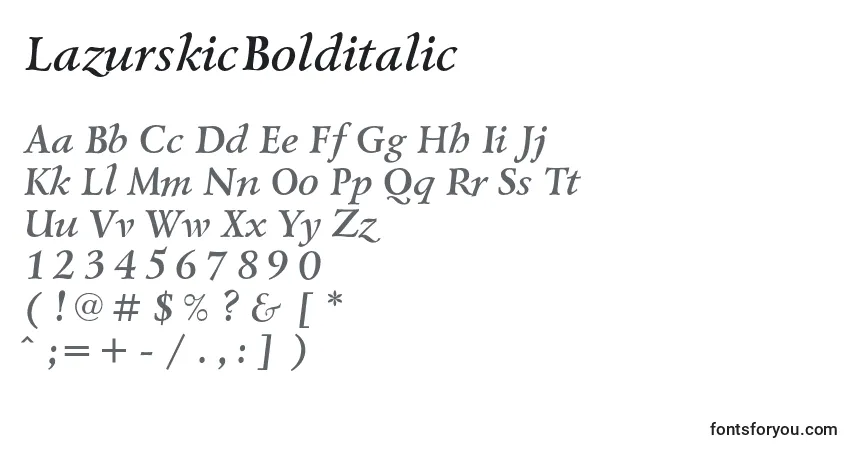 Шрифт LazurskicBolditalic – алфавит, цифры, специальные символы