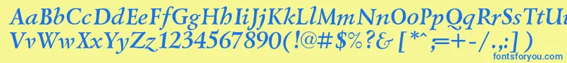 LazurskicBolditalic Font – Blue Fonts on Yellow Background