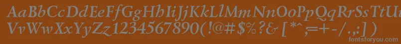 Weitere Informationen zur LazurskicBolditalic-Schriftart LazurskicBolditalic-Schriftart – Graue Schriften auf braunem Hintergrund