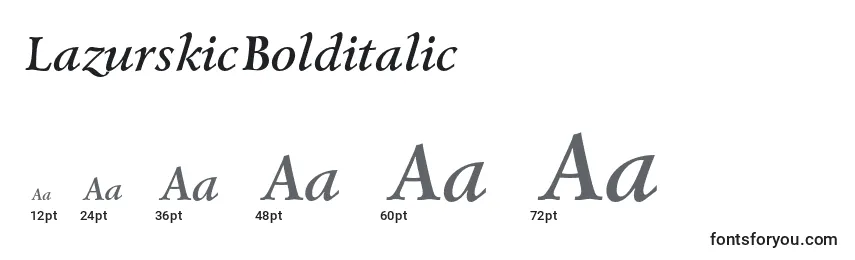 Размеры шрифта LazurskicBolditalic