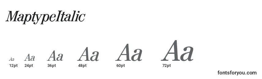 Размеры шрифта MaptypeItalic