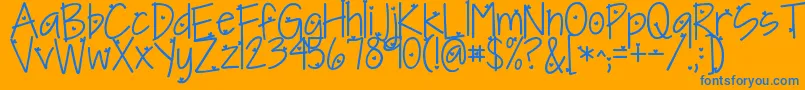 Kgineedaheartfont Font – Blue Fonts on Orange Background