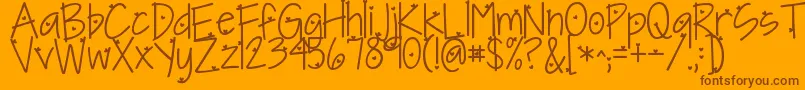 フォントKgineedaheartfont – オレンジの背景に茶色のフォント