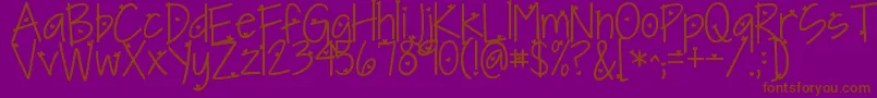 Kgineedaheartfont-Schriftart – Braune Schriften auf violettem Hintergrund