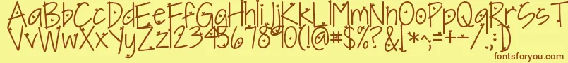 Шрифт Kgineedaheartfont – коричневые шрифты на жёлтом фоне