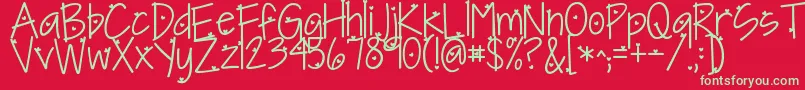 Kgineedaheartfont Font – Green Fonts on Red Background