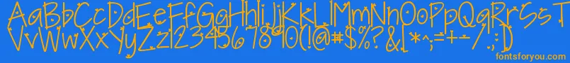 Kgineedaheartfont Font – Orange Fonts on Blue Background